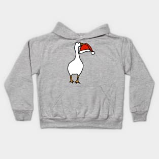 White Goose Steals Christmas Santa Hat Kids Hoodie